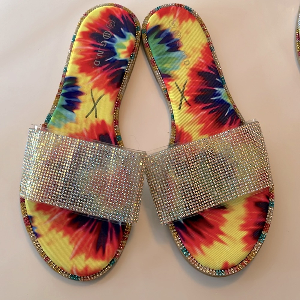 NGND Slide sandals, snakegrain with rhinestones 8